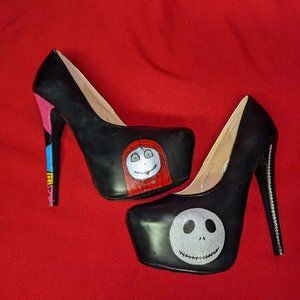 Nightmare Before Christmas Hand Painted Heels- Size 8.5